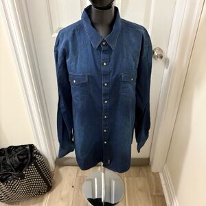 Wrangler Retro Dark Blue Denim Button-Up Shirt XXL